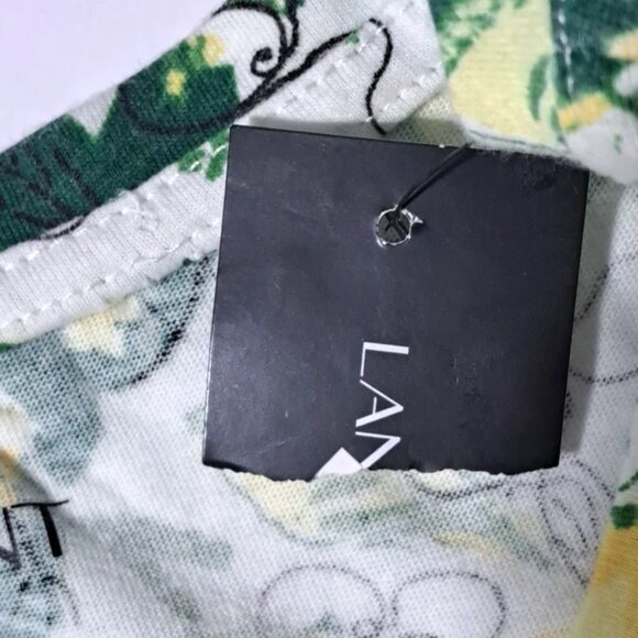 Lane Bryant 26/28 yellow floral color top short sleeve round neck "Good Vibes" - Picture 10 of 11